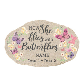 Now She Flies with Butterflies Personalized Garden Stone