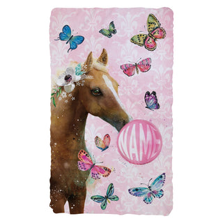 Bubble Gum Horse Personalized Fuzzy Throw Blanket