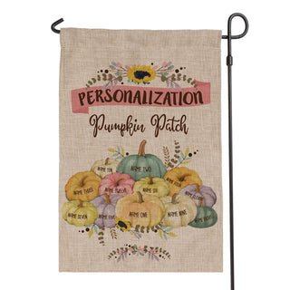 Pastel Pumpkin Patch Personalized Burlap Garden Flag