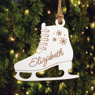 Ice skate wood ornament with name