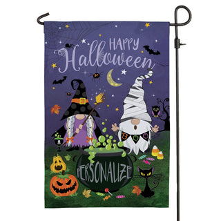 Happy Halloween Witch & Mummy Gnome Garden Flag