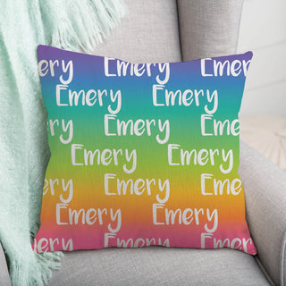 My name 14x14 throw pillow rainbow