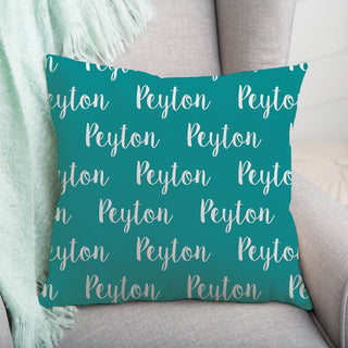 My name 14x14 throw pillow in teal