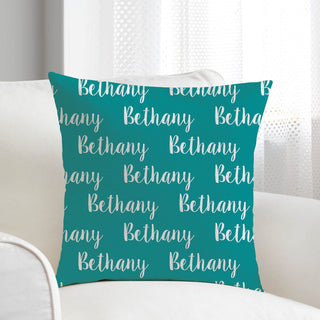 My name 17x17 throw pillow in teal