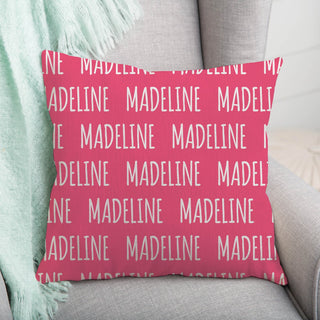 My name 14x14 throw pillow in pink punch