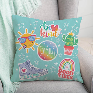  Good vibes throw pillow with name