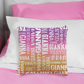 Pink ombre throw pillow with name