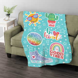 Good Vibes Personalized Fuzzy Blanket