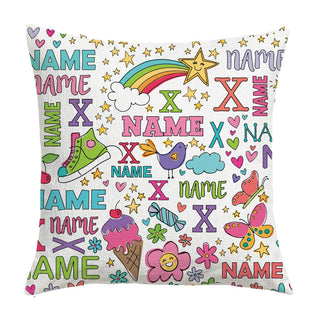 Girly Pattern Personalized 14x14 Throw Pillow