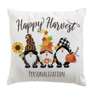 Happy Harvest Gnomes Personalized 17x17 Throw Pillow