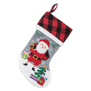 Buffalo Check Cuff Personalized Stocking - Santa