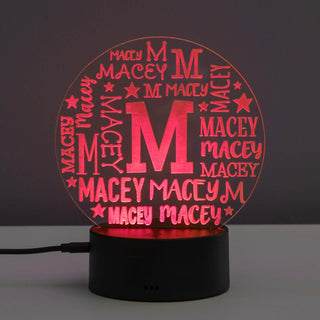 Initial and Name Acrylic LED Night Light