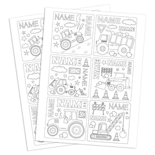 DIY Construction Trucks Personalized Sticker Set - Set of 12