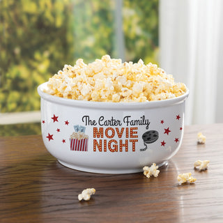 Family Movie Night Personalized Ceramic Popcorn Bowl