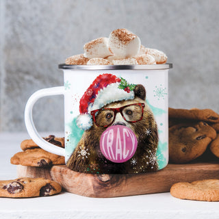 Holiday Bubble Gum Bear Personalized Camp Cup - 11 oz.