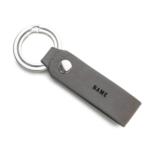 Block Name Gray Leatherette Key Ring