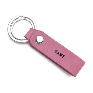 Block Name Pink Leatherette Key Ring