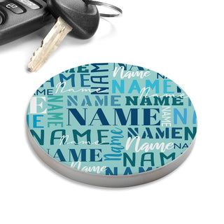 My Name in Blue Personalized Car Coasters