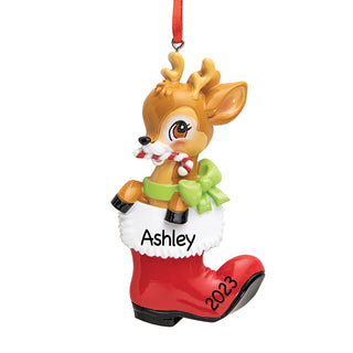 Baby Deer in Boot Personalized Ornament