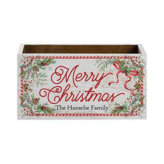 Merry Christmas Personalized White Storage Box