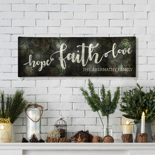 Hope Faith Love Personalized 9x27 LED Canvas