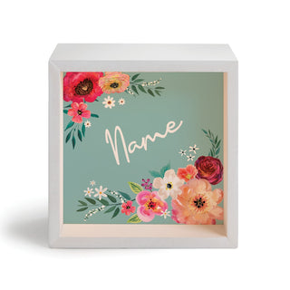 Floral Personalized Aqua Light Up Shadowbox