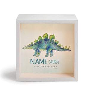 Dino-Stegosaurus Blue Personalized Light Up Shadowbox