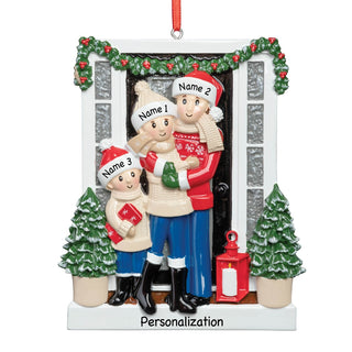 Farm Door Family of 3 Personalized Ornament