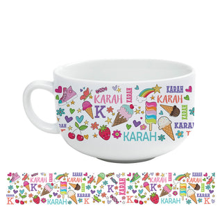 Girly Name Pattern Personalized Ice Cream Bowl