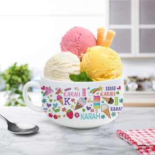 Girly ice cream bowl with name