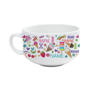 Girly Name Pattern Personalized Ice Cream Bowl