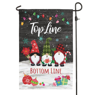 Holiday Gnomes Snow Scene Personalized Garden Flag