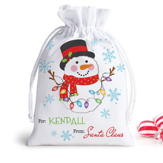 Snowman drawstring pouch with name 