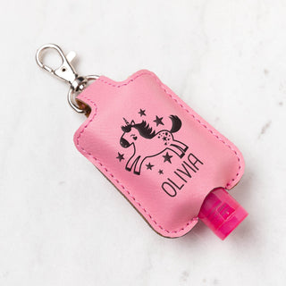 Unicorn hand sanitizer holder with name 