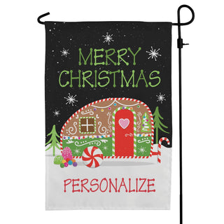 Merry Christmas Gingerbread Camper Personalized Garden Flag