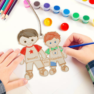 DIY Color Your Own Big Brother & Little Brother Wood Ornament