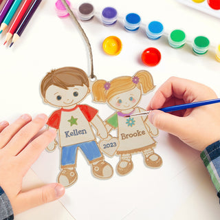 DIY Color Your Own Big Brother & Little Sister Wood Ornament