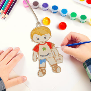 DIY Color Your Own Personalized Boy Wood Ornament