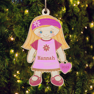 DIY Color Your Own Personalized Girl Wood Ornament