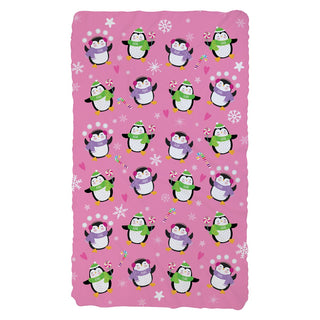 Penguin Personalized Pink Fuzzy Throw Blanket