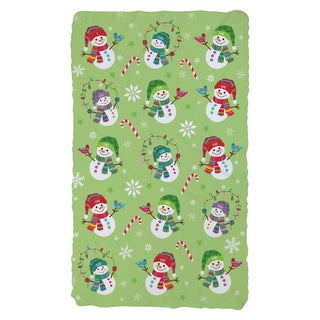 Snowman Personalized Green Fuzzy Throw Blanket