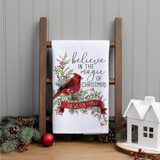 Believe In The Magic of Christmas Personalized Waffle Tea Towel