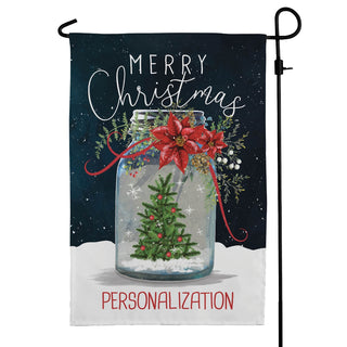 Winter Mason Jar Snow Globe Personalized Garden Flag