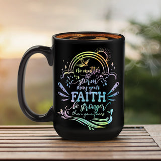 faith black coffee mug with personalization