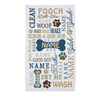 Boy Dog Name Pattern Personalized Bath Towel