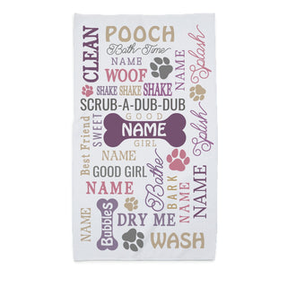 Girl Dog Name Pattern Personalized Bath Towel