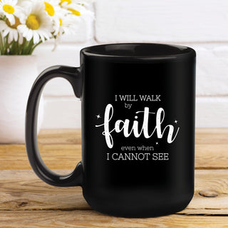 Faith black coffee mug with name 