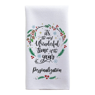 Most Wonderful Time of the Year Personalized Tea Towel