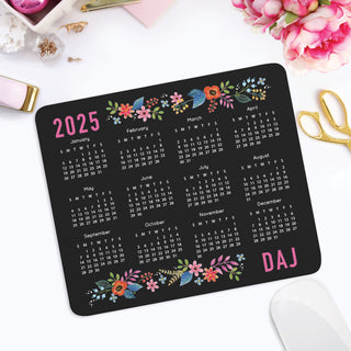 Floral with Monogram Personalized Calendar Mouse Pad