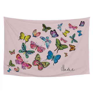 Colorful Butterflies with Script Name Personalized Large Wall Tapestry